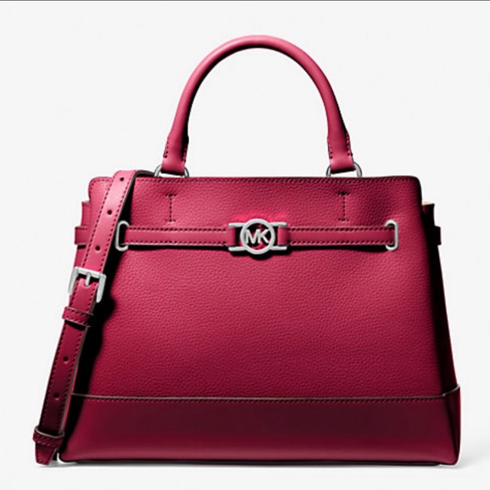 SOLD Michael Kors SMALL Reed Dark Raspberry Pebbled Leather Crossbody Shoulder